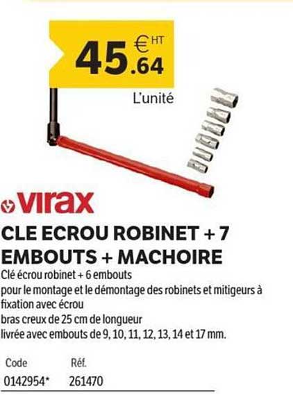 CLE ECROU ROBINET + 7 EMBOUTS + MACHOIRE