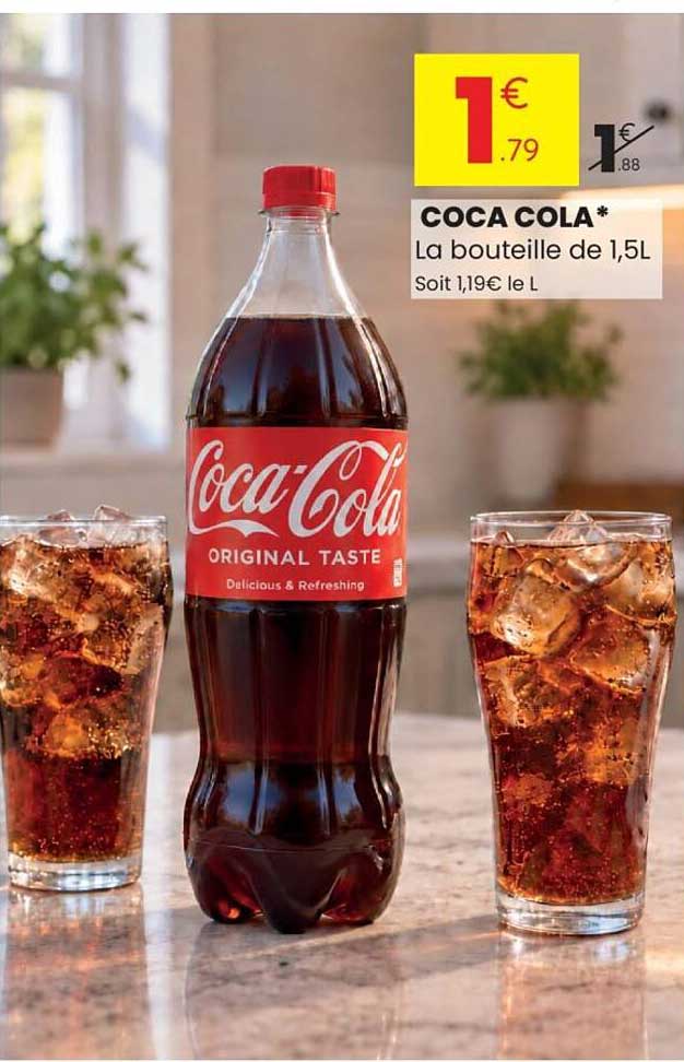 COCA COLA* La bouteille de 1,5L Soit 1,19€ le L