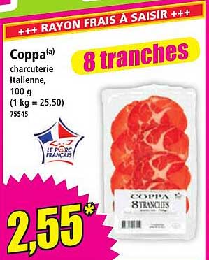 Coppa charcuterie Italienne, 100 g (1 kg = 25,50) 75545 8 tranches