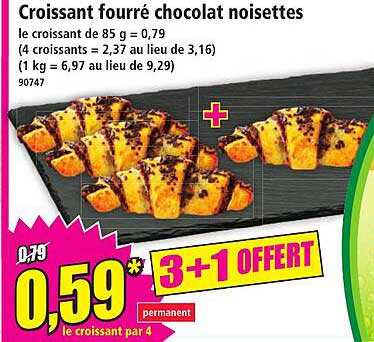 Croissant fourré chocolat noisettes