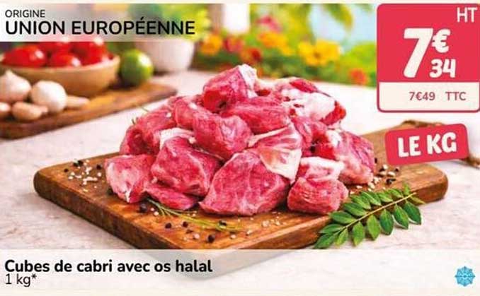 Cubes de cabri avec os halal