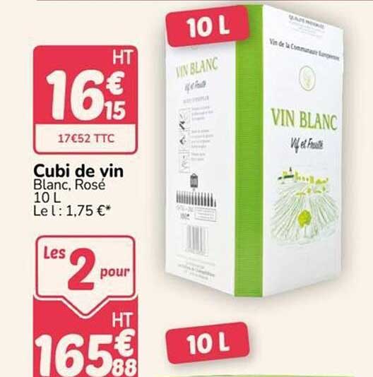 Cubi de vin Blanc, Rosé 10 L