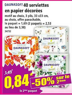DAUNASOFT 40 serviettes en papier décorées