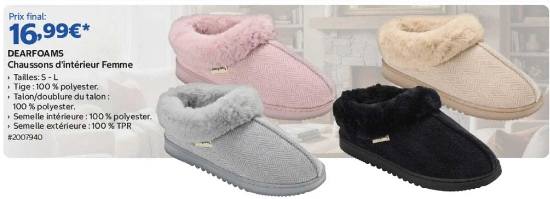 DEARFOAMS Chaussons d'intérieur Femme