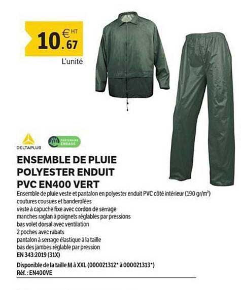 ENSEMBLE DE PLUIE POLYESTER ENDUIT PVC EN400 VERT