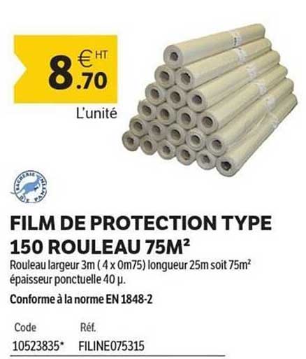 FILM DE PROTECTION TYPE 150 ROULEAU 75M²