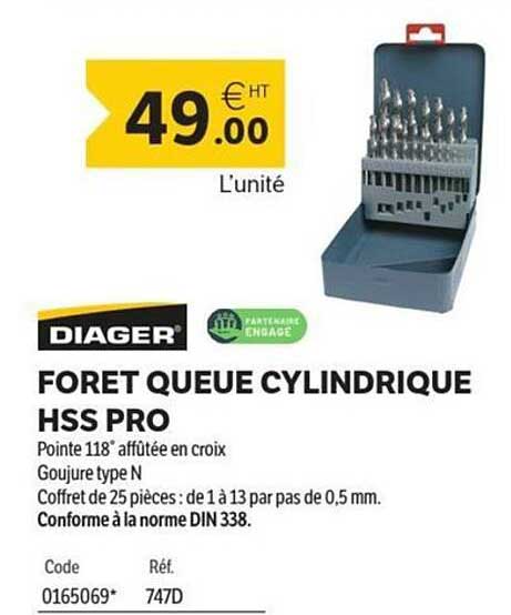 FORET QUEUE CYLINDRIQUE HSS PRO