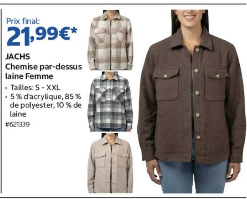 JACHS Chemise par-dessus laine Femme