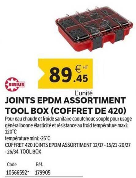 JOINTS EPDM ASSORTIMENT TOOL BOX (COFFRET DE 420)