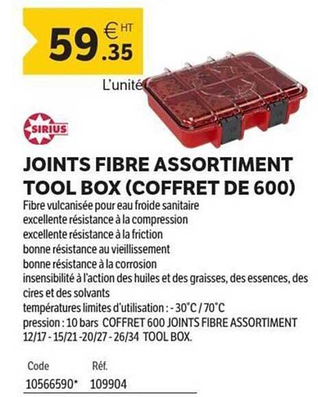 JOINTS FIBRE ASSORTIMENT TOOL BOX (COFFRET DE 600)