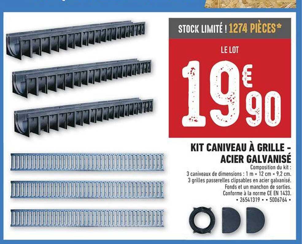KIT CANIVEAU À GRILLE - ACIER GALVANISÉ