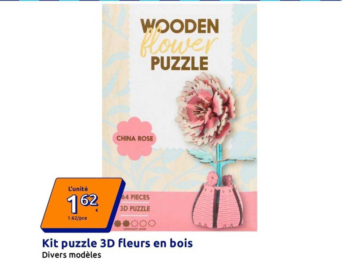 Kit puzzle 3D fleurs en bois