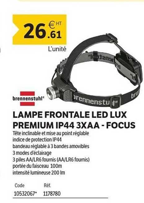 LAMPE FRONTALE LED LUX PREMIUM IP44 3XAA - FOCUS