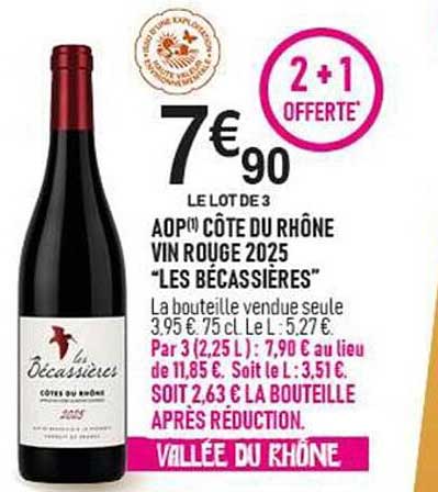 LE LOT DE 3 AOP CÔTE DU RHÔNE VIN ROUGE 2025 “LES BÉCASSIÈRES”