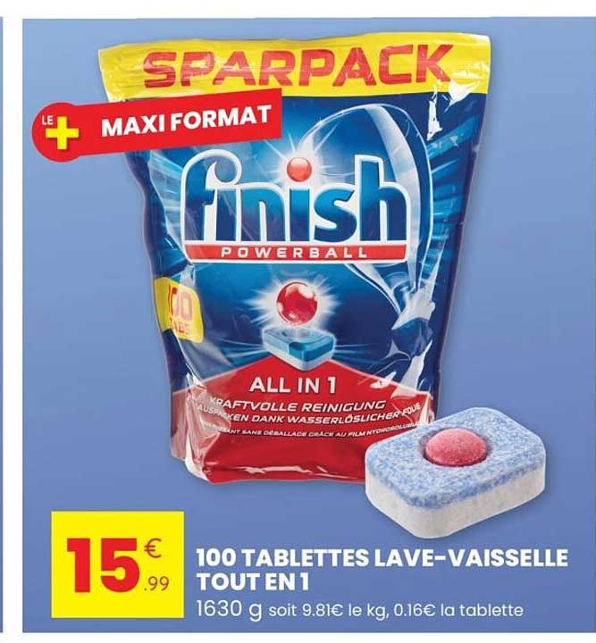 LE + MAXI FORMAT FINISH POWERBALL ALL IN 1 100 TABLETTES LAVE-VAISSELLE TOUT EN 1