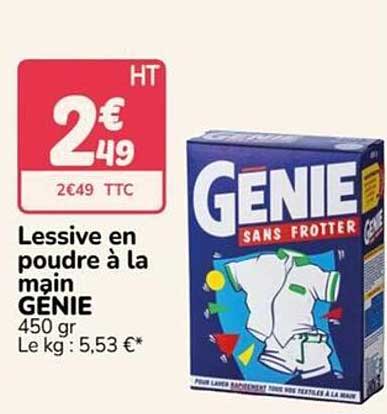 Lessive en poudre à la main GENIE 450 gr Le kg : 5,53 €*
