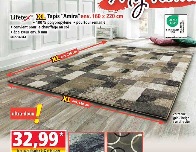 Lifetex XL Tapis “Amira” env. 160 x 220 cm
