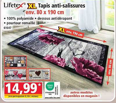 Lifetex XL Tapis anti-salissures env. 80 x 190 cm