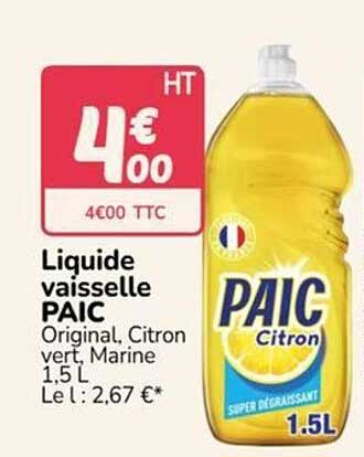 Liquide vaisselle PAIC Original, Citron vert, Marine 1,5L