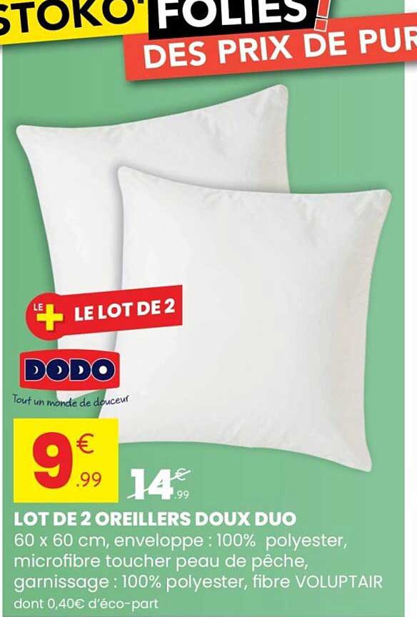 LOT DE 2 OREILLERS DOUX DUO