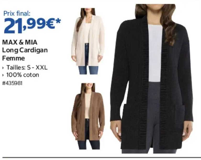MAX & MIA Long Cardigan Femme