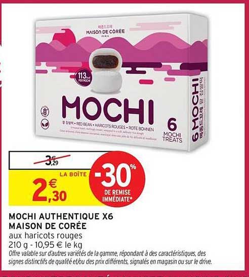 MOCHI AUTHENTIQUE X6 MAISON DE CORÉE aux haricots rouges