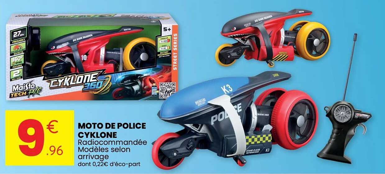 MOTO DE POLICE CYKLONE Radiocommandée Modèles selon arrivage dont 0,22€ d'éco-part