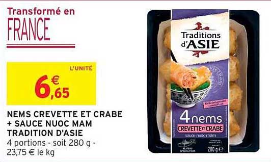 NEMS CREVETTE ET CRABE + SAUCE NUOC MAM TRADITION D'ASIE