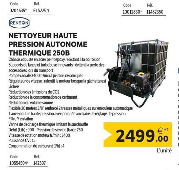 NETTOYEUR HAUTE PRESSION AUTONOME THERMIQUE 250B