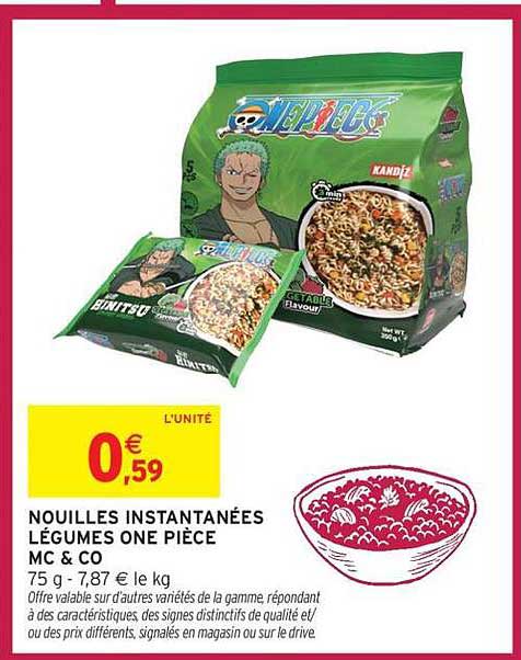 NOUILLES INSTANTANÉES LÉGUMES ONE PIÈCE MC & CO