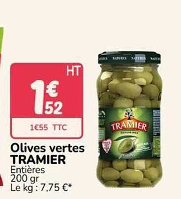 Olives vertes TRAMIER Entières 200 gr Le kg : 7,75 €*