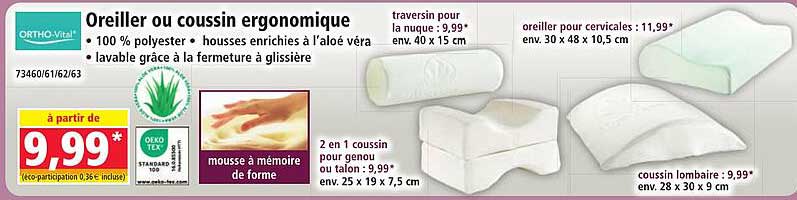 Oreiller ou coussin ergonomique