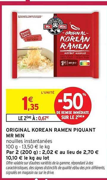 ORIGINAL KOREAN RAMEN PIQUANT MR MIN nouilles instantanées 100 g