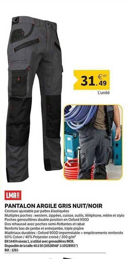 PANTALON ARGILE GRIS NUIT/NOIR