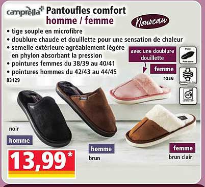 Pantoufles comfort homme / femme