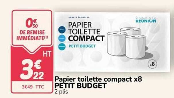 Papier toilette compact x8 PETIT BUDGET 2 plis