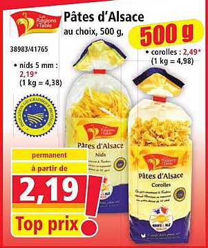 Pâtes d’Alsace au choix, 500 g