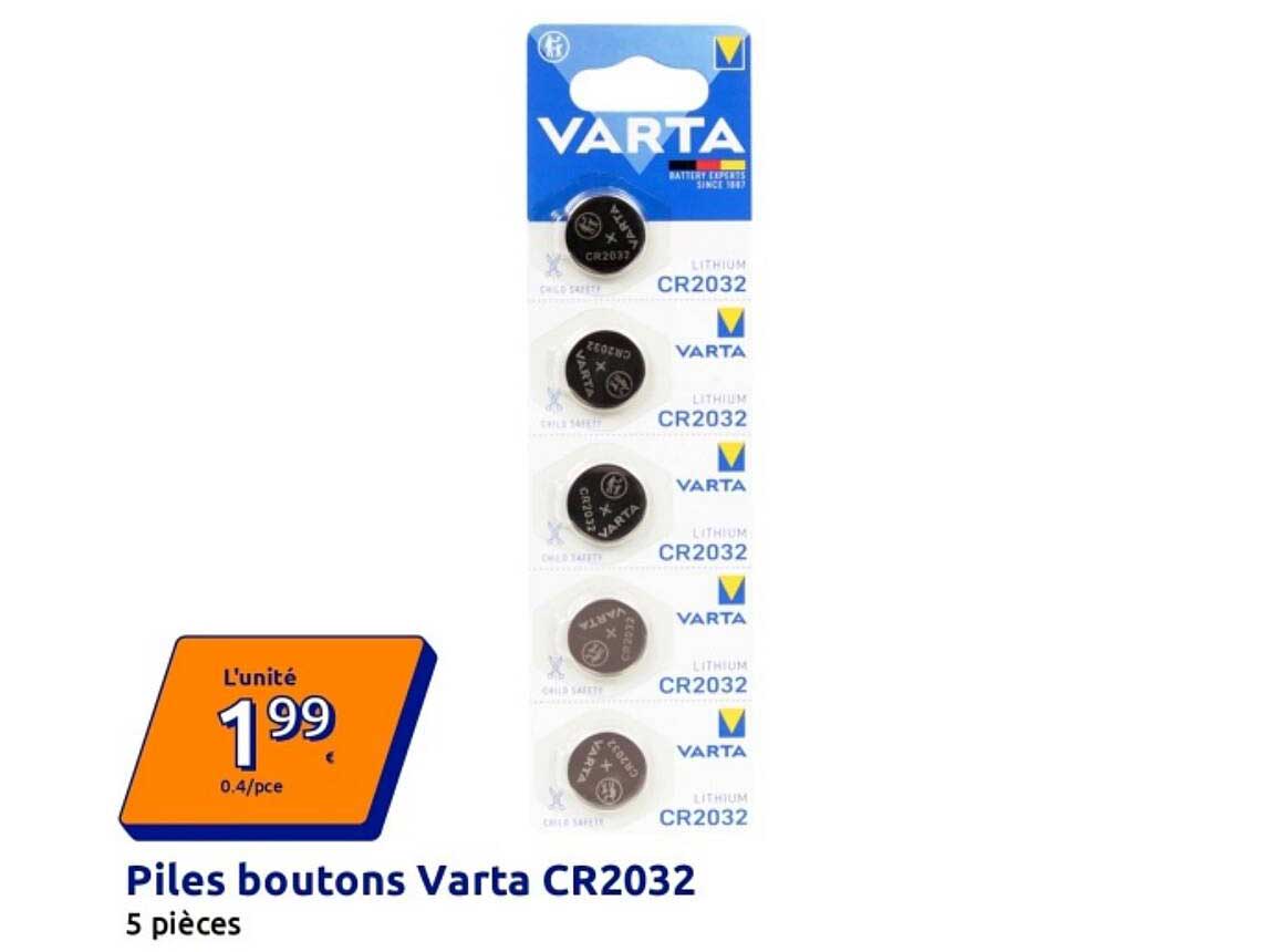 Piles boutons Varta CR2032 5 pièces