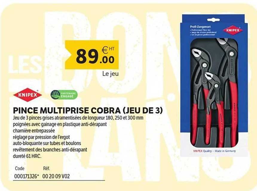 PINCE MULTIPRISE COBRA (JEU DE 3)