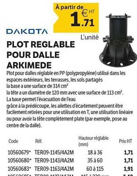 PLOT REGLABLE POUR DALLE ARKIMEDE