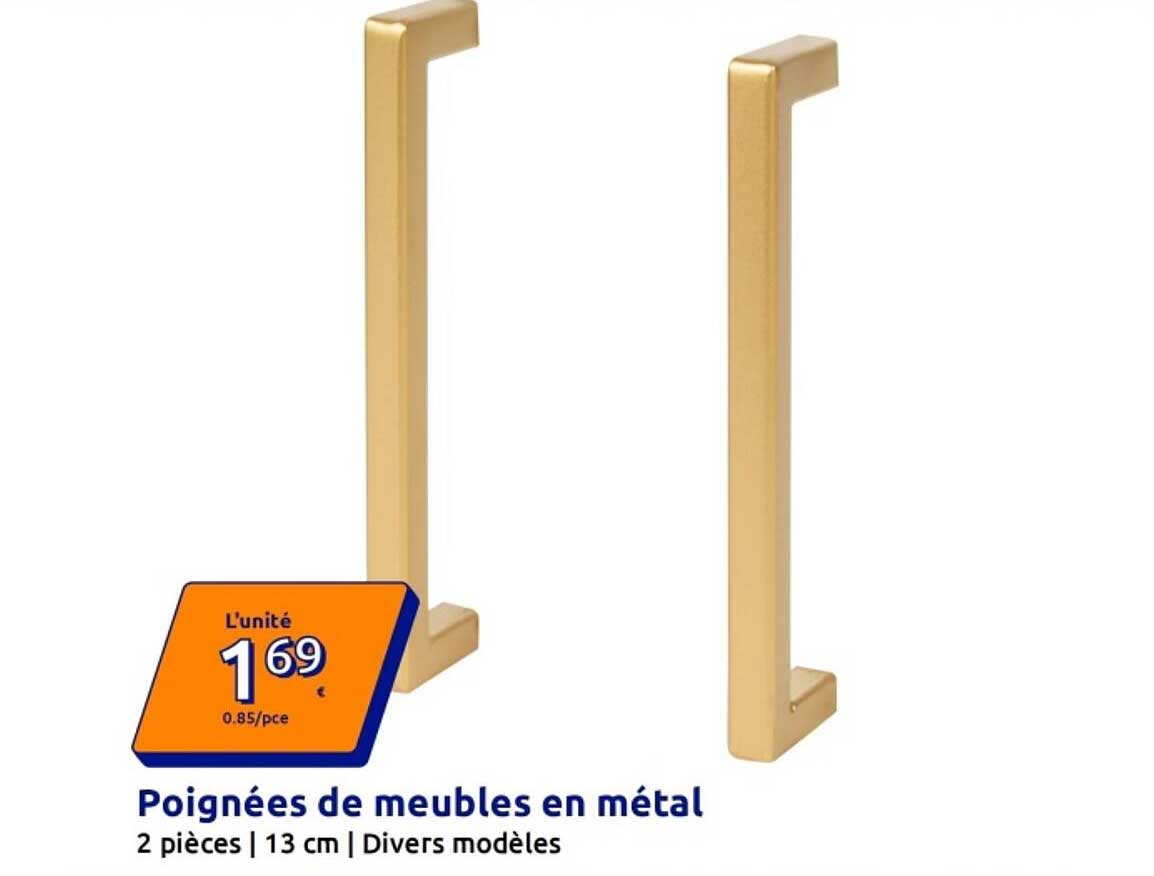 Poignées de meubles en métal