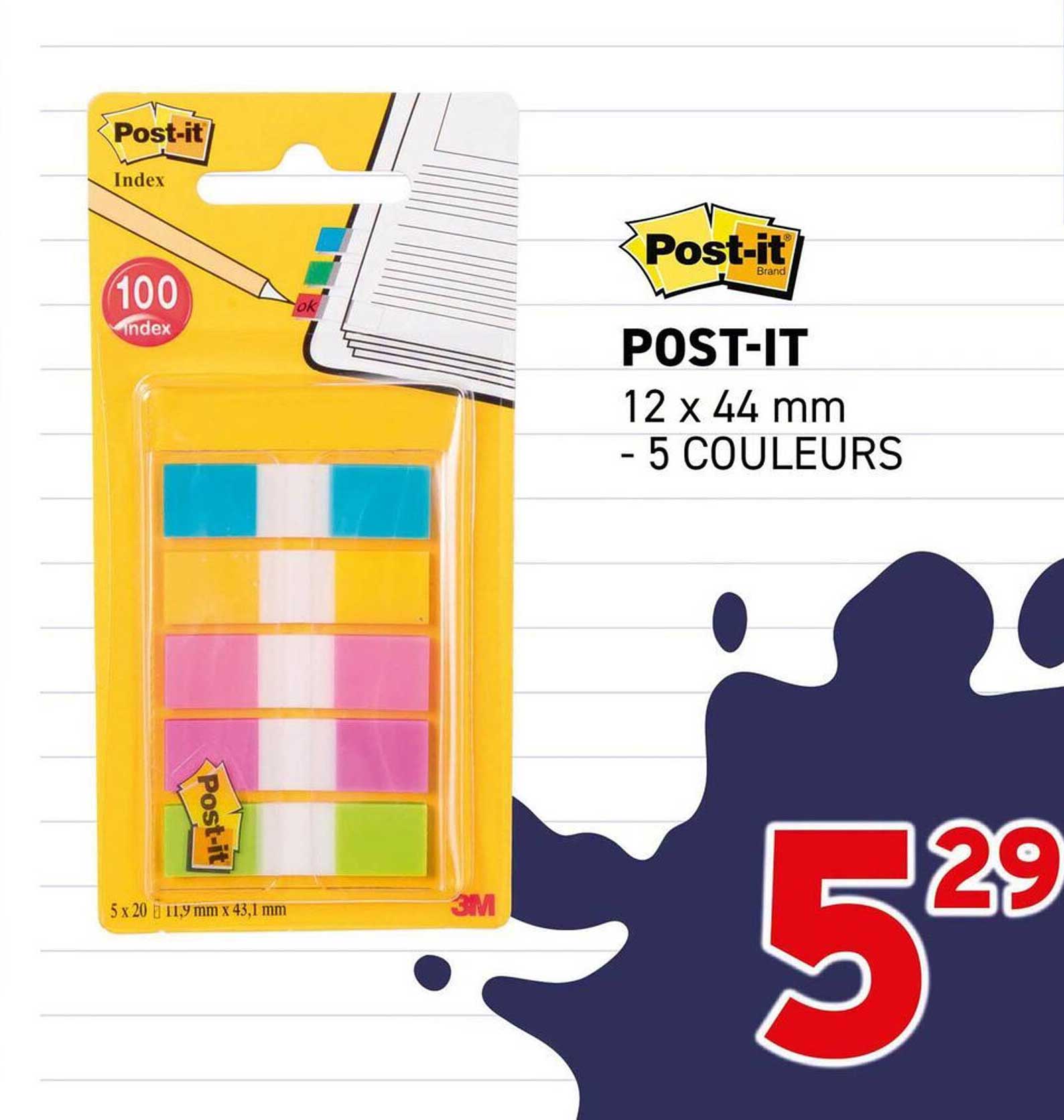 POST-IT 12 x 44 mm - 5 COULEURS