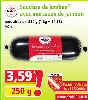 Saucisse de jambon(a) avec morceaux de jambon