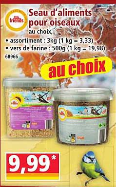 Seau d'aliments pour oiseaux au choix