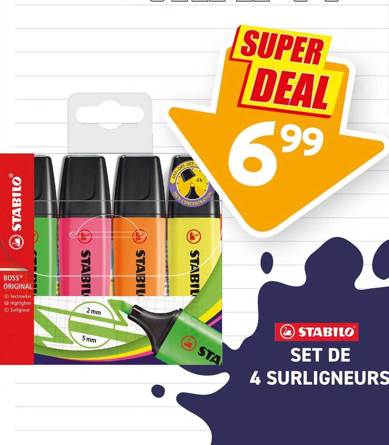 SET DE 4 SURLIGNEURS