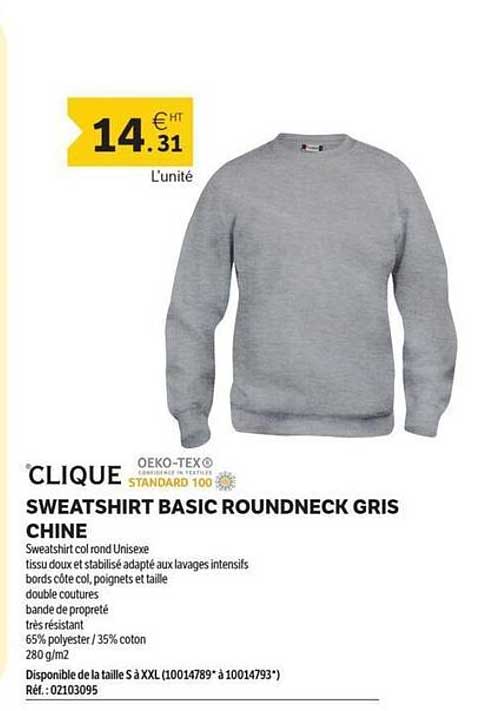 SWEATSHIRT BASIC ROUNNDNECK GRIS CHINE