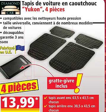 Tapis de voiture en caoutchouc "Yukon", 4 pièces