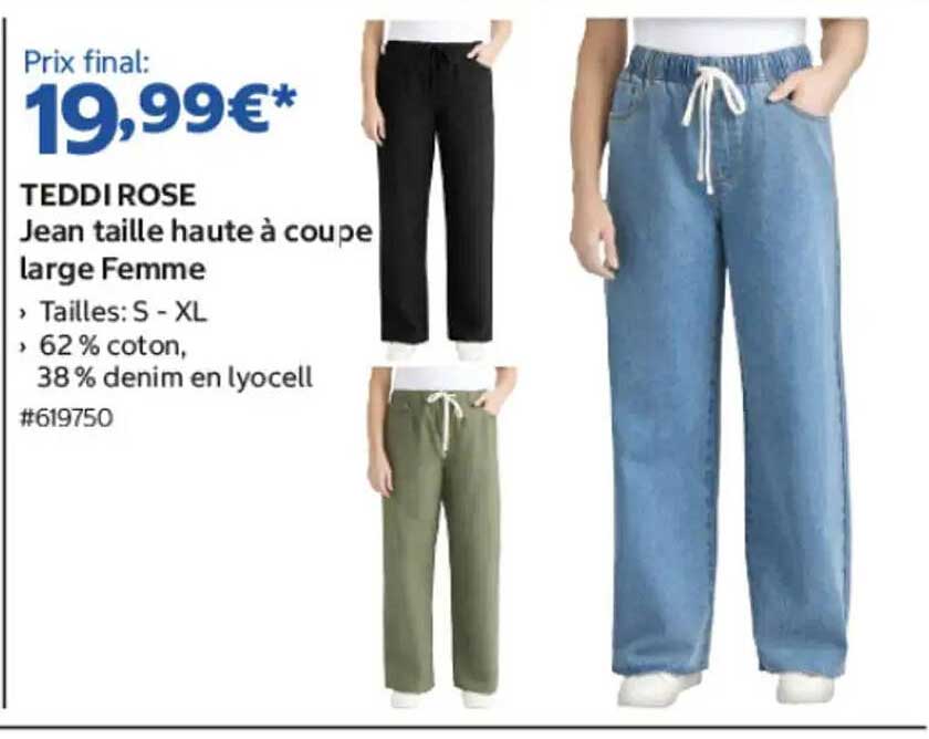 TEDDI ROSE Jean taille haute à coupe large Femme
