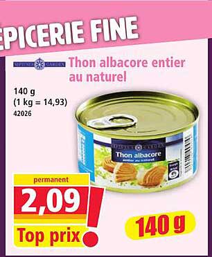 Thon albacore entier au naturel