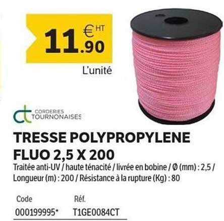 TRESSE POLYPROPYLENE FLUO 2,5 X 200